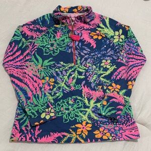 Lilly Pulitzer UPF 50+ Skipper Popover Color Indigo All a Glow XXS